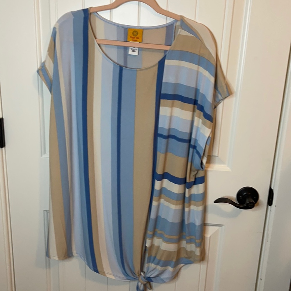 Ruby Rd. 2XL Stripped Color Block Long Line Blouse